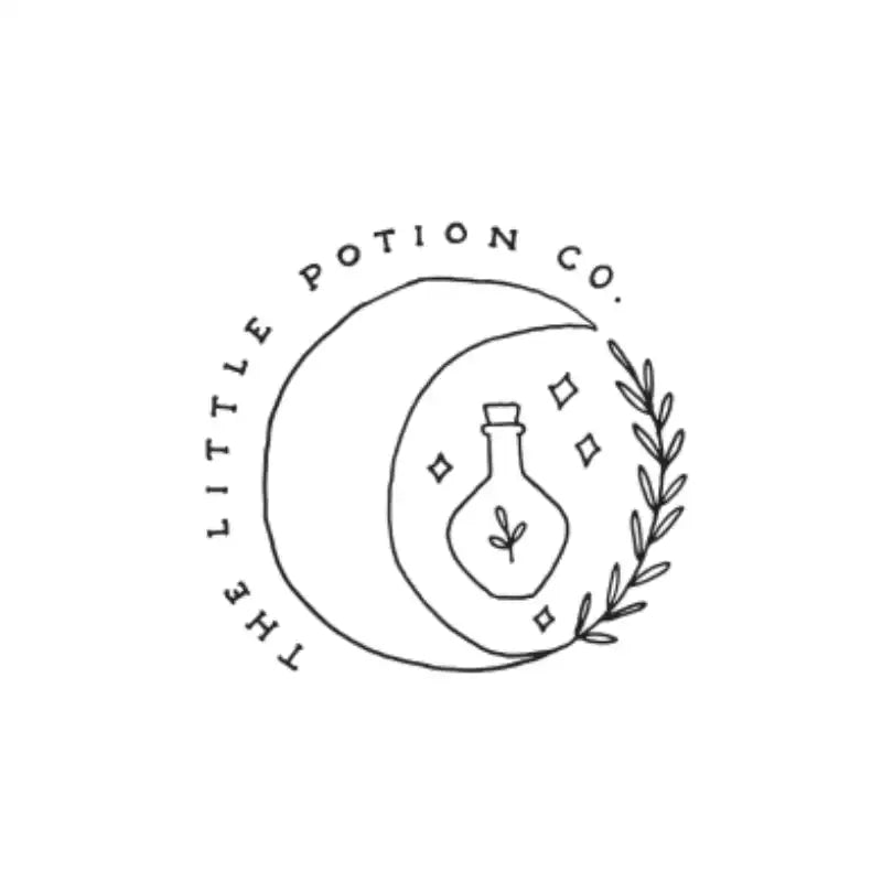 Potion bottle within crescent moon.