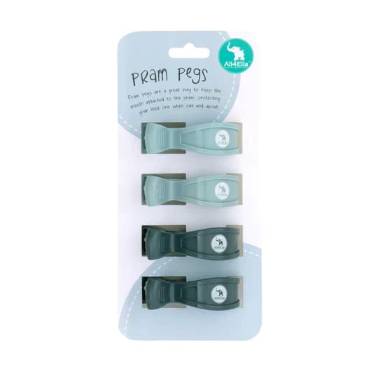 Pram Pegs - 4 Pk - Steel Blue/Charcoal - Pram Liners