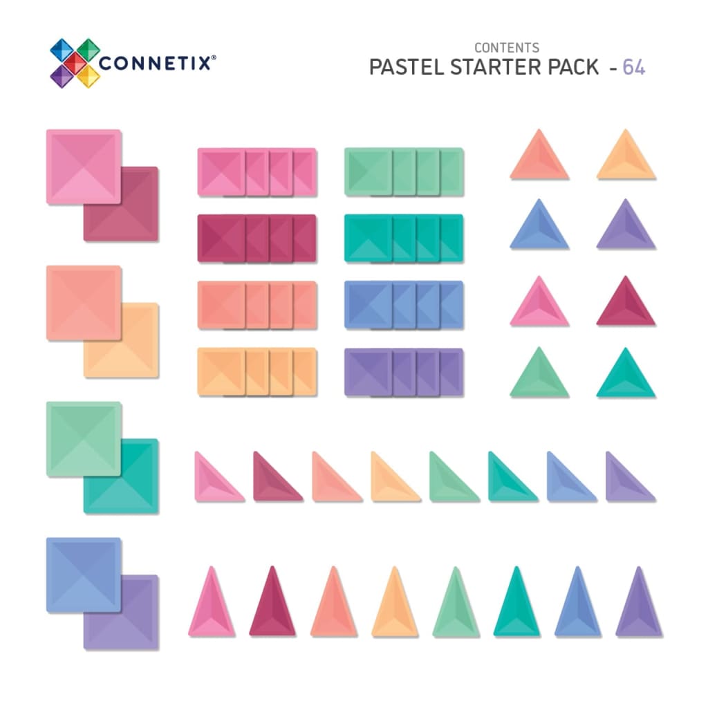 PREORDER - Pastel Starter Pack 64pc - Magnetic Toys