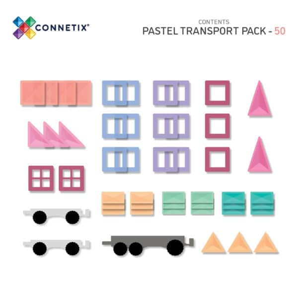 PREORDER - Pastel Transport Pack 50pc - Magnetic Toys