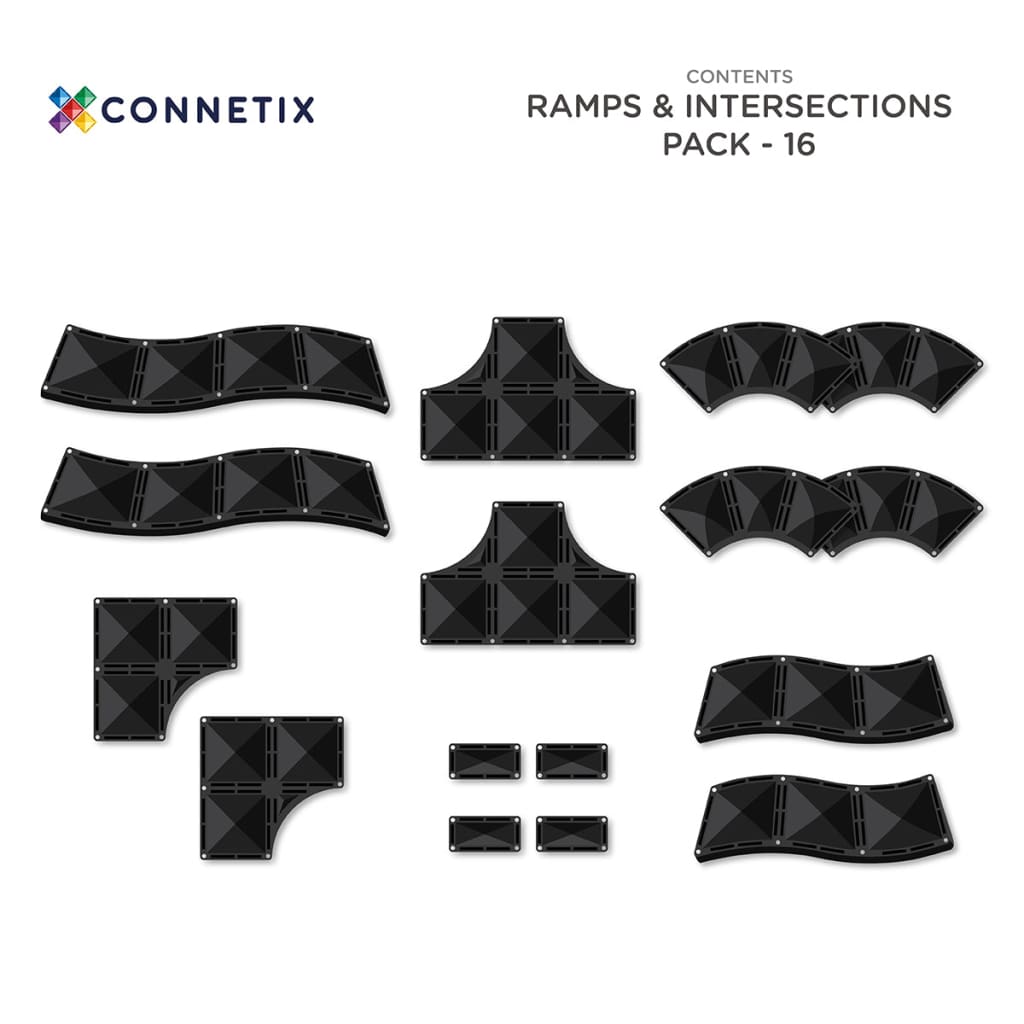 PREORDER - Ramps &amp; Intersections Pack 16pc - Magnetic Toys