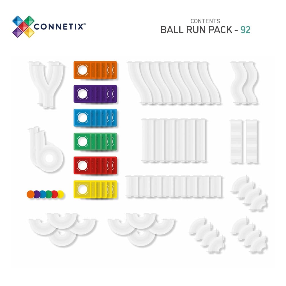 Rainbow Ball Run Pack 92 Piece - Magnetic Toys