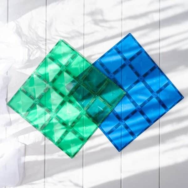 Rainbow Blue &amp; Green Base Plate 2pc - Magnetic Toys