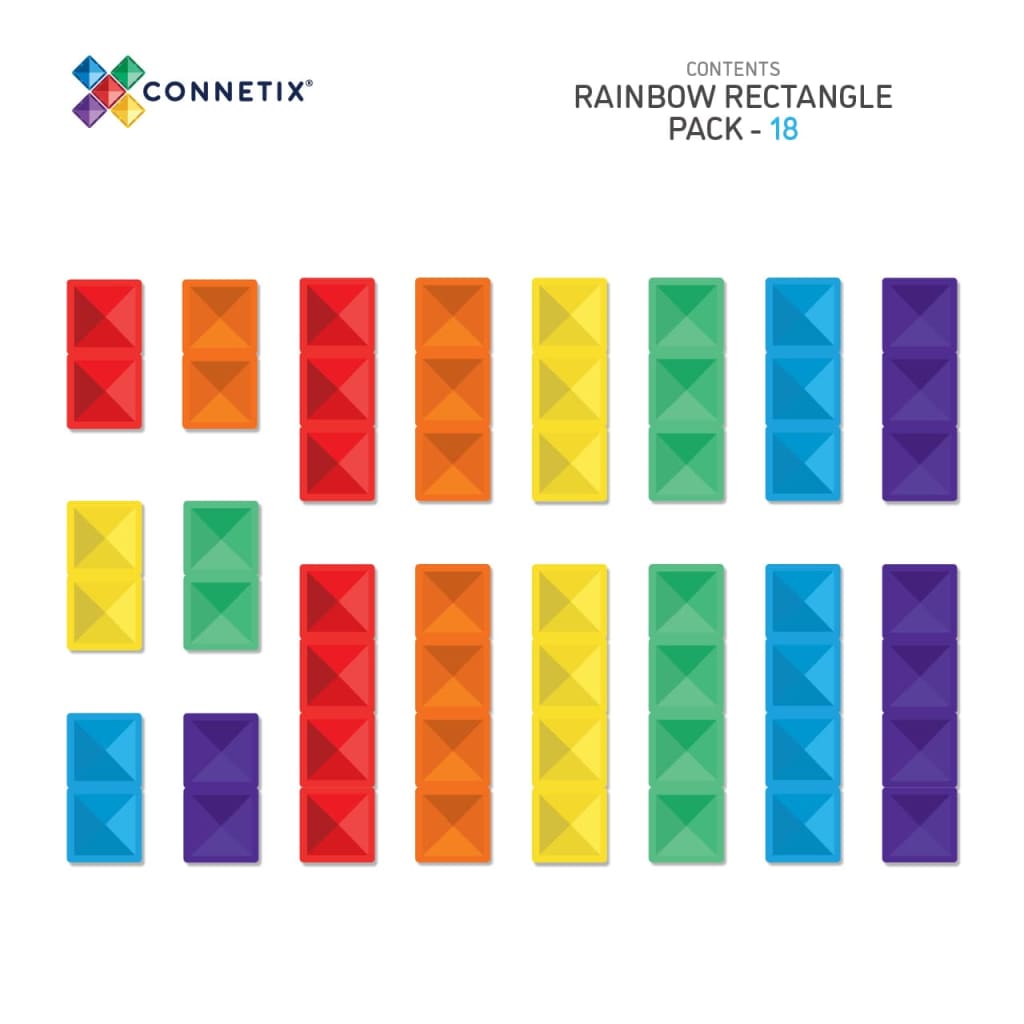 Rainbow Rectangle Pack 18 Piece - Magnetic Toys