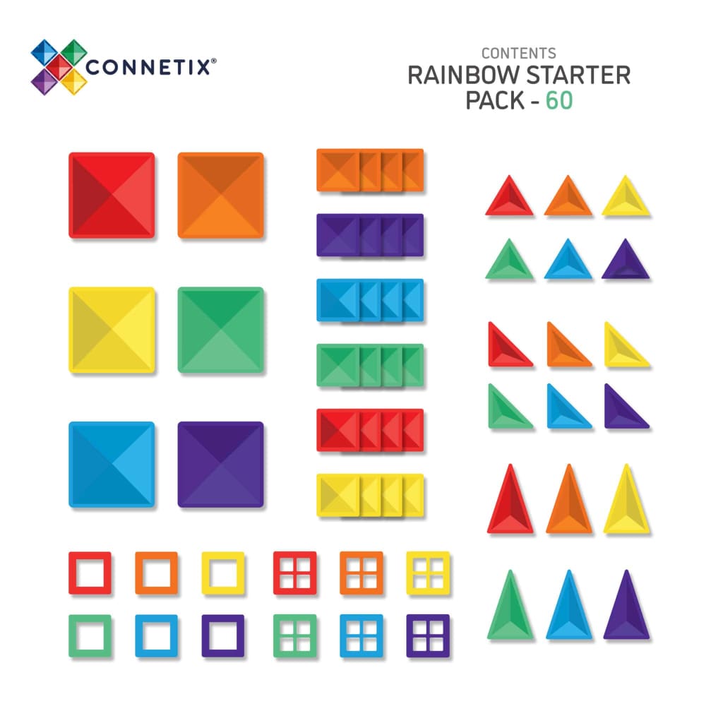 Rainbow Starter Pack 60 Piece - Magnetic Toys