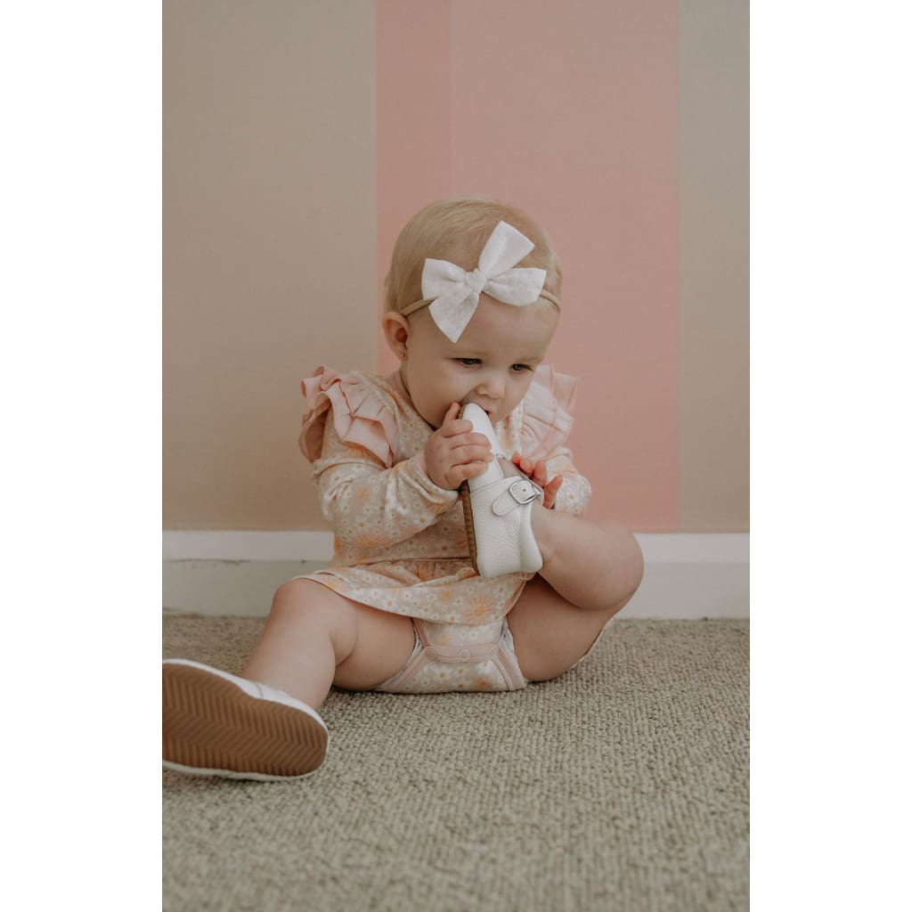 Ray of Sunshine Long Sleeve Onesie Flutter Dress - Girls Baby Clothing