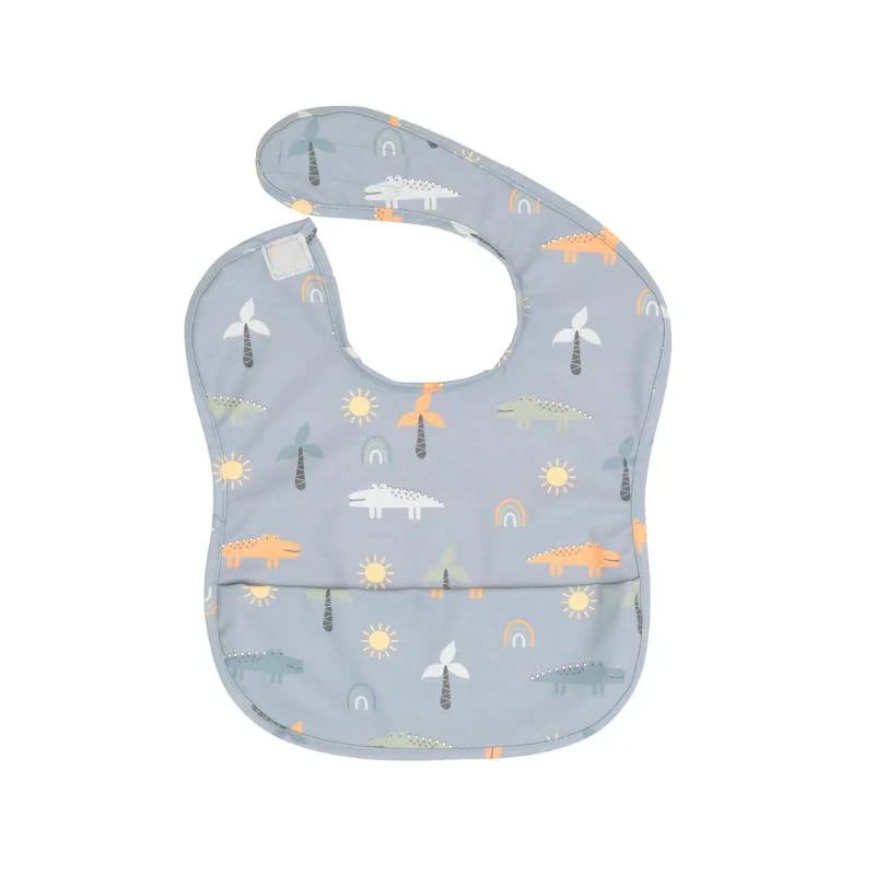 Recycled Velcro Bib with Pocket - Crocodile - Bibs