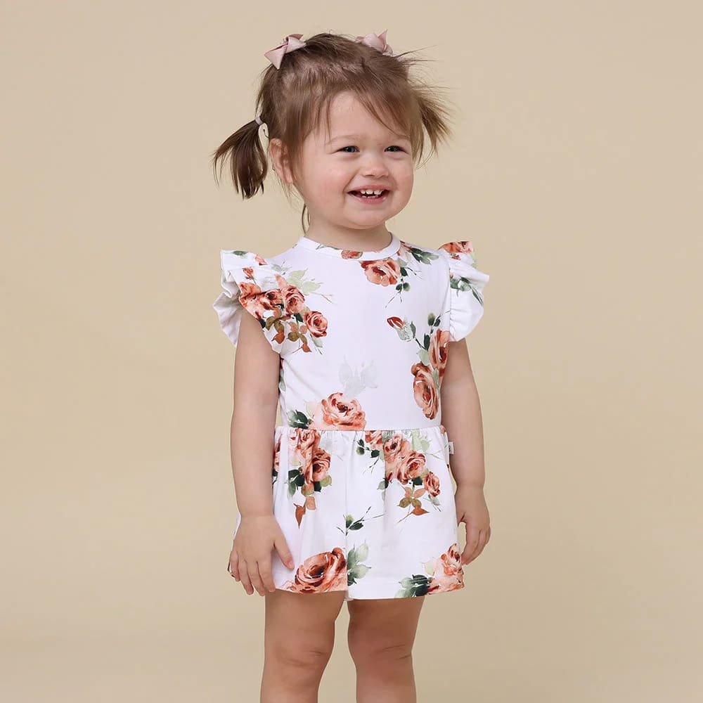 Rosebud Short Short Sleeve Organic Dress - Baby Girl Clothing