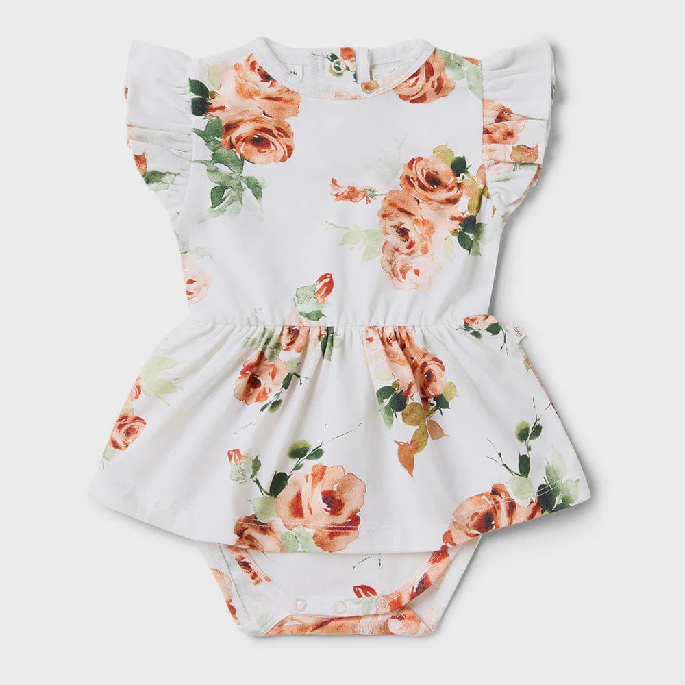 Rosebud Short Short Sleeve Organic Dress - Baby Girl Clothing