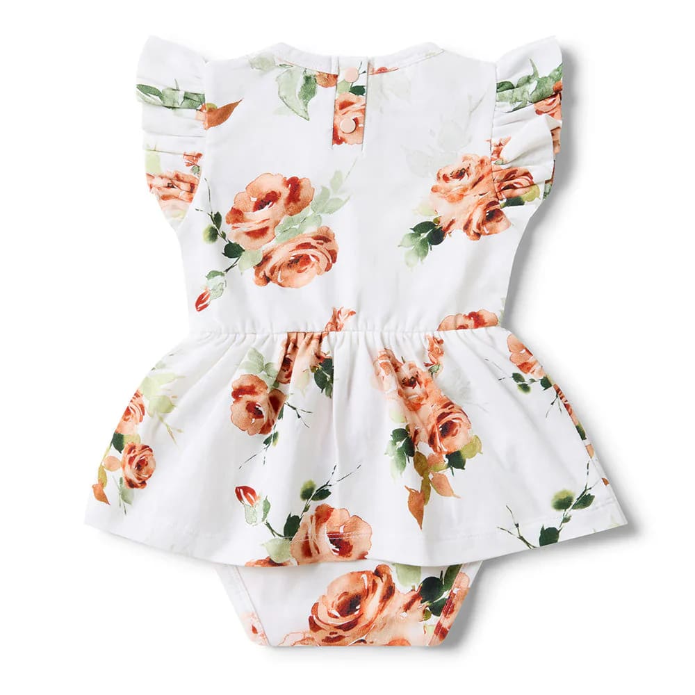 Rosebud Short Short Sleeve Organic Dress - Baby Girl Clothing