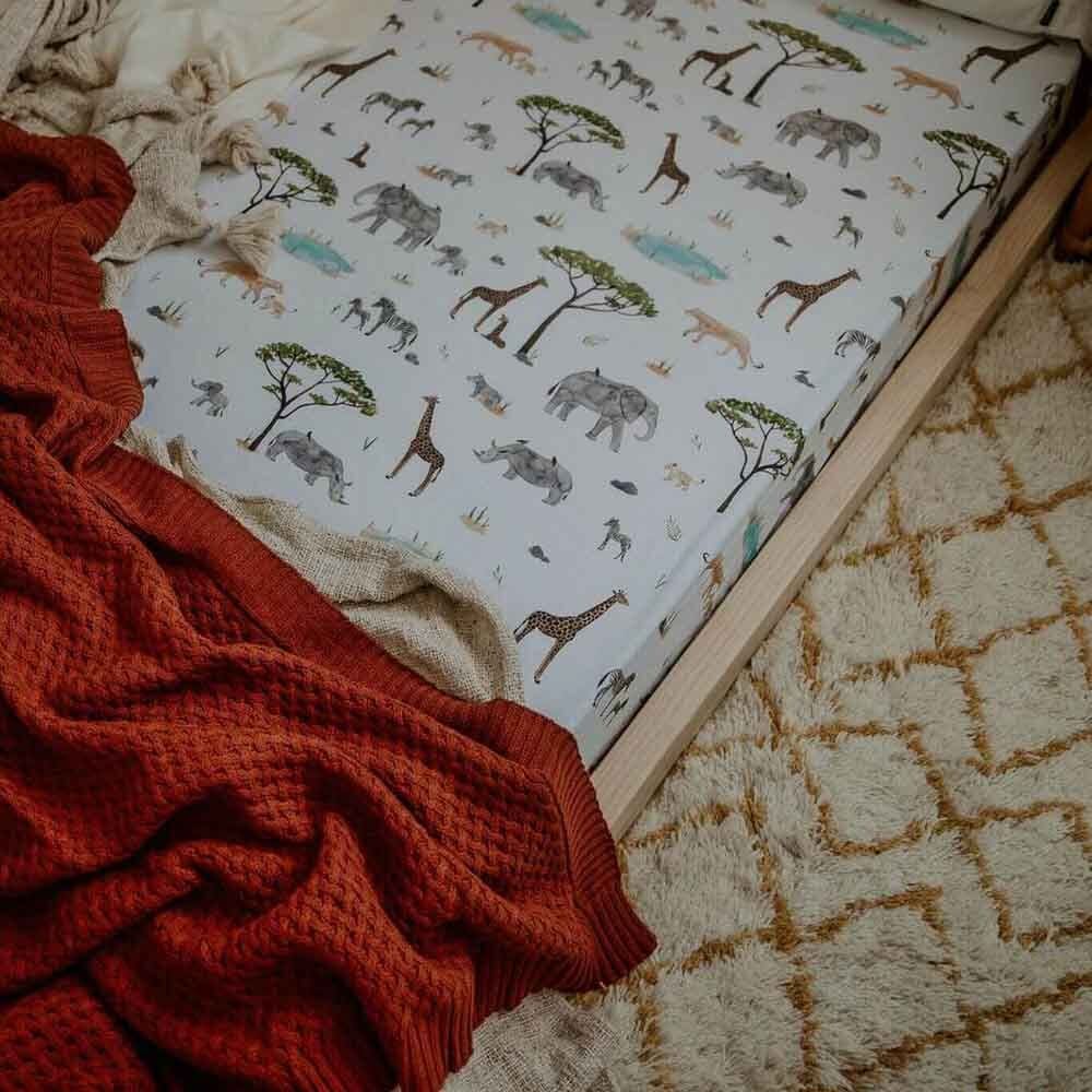 Safari - Fitted Jersey Cot Sheet - Sleep&gt;Bedding