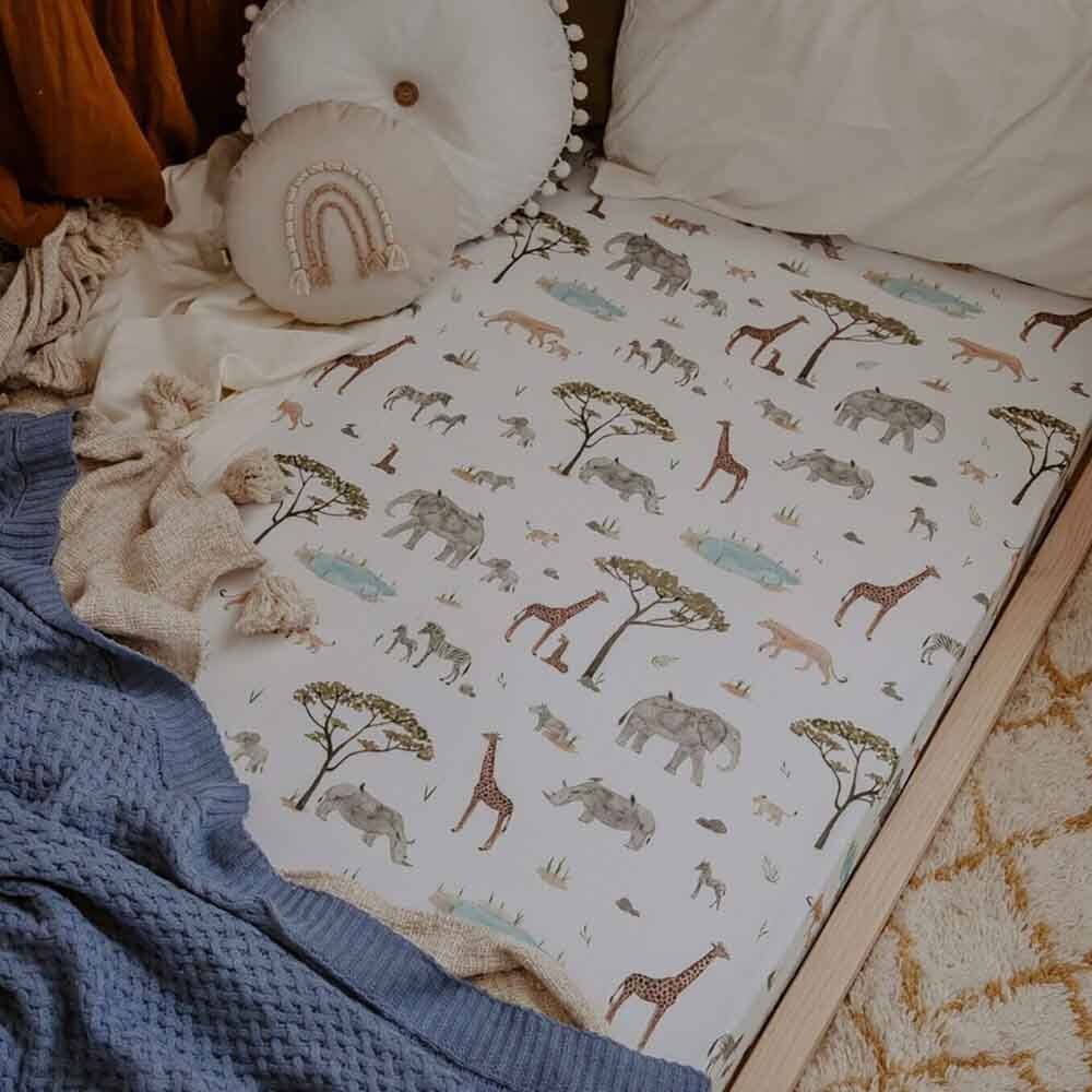 Safari - Fitted Jersey Cot Sheet - Sleep&gt;Bedding