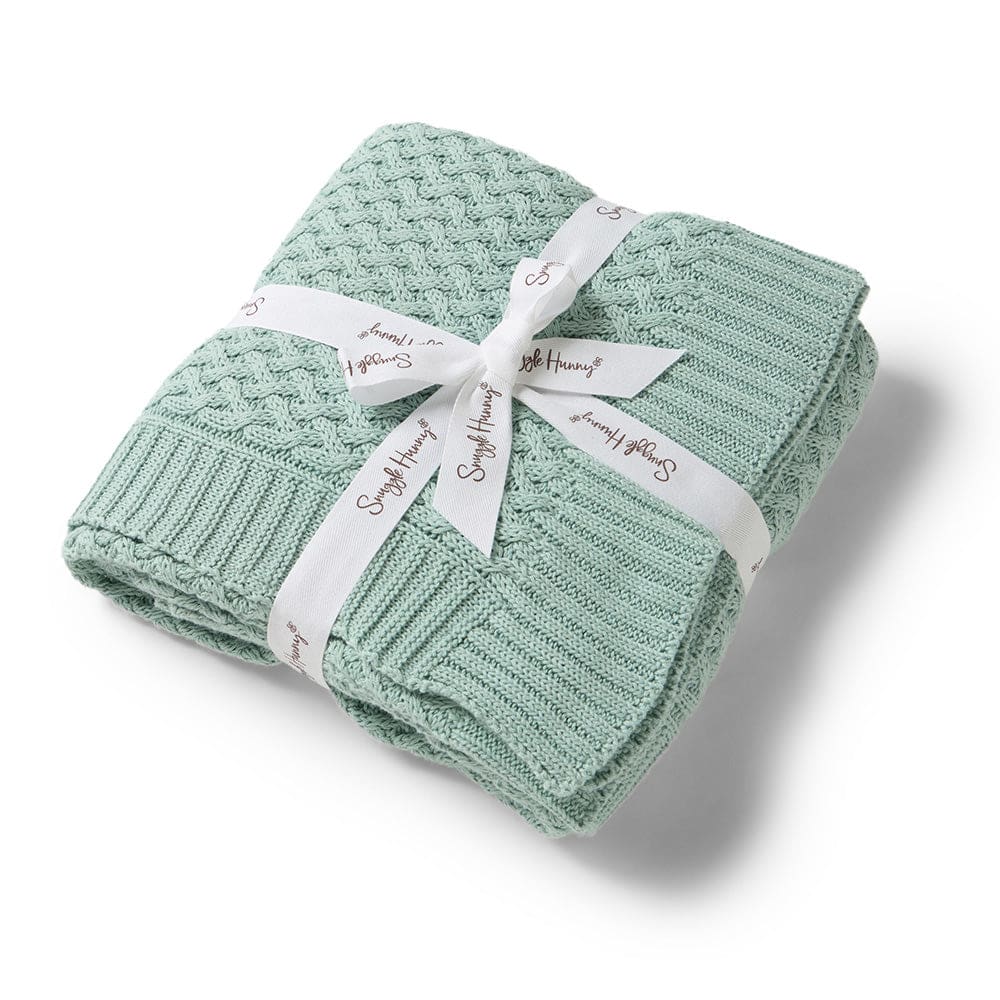 Sage Diamond Knit Organic Baby Blanket - Baby