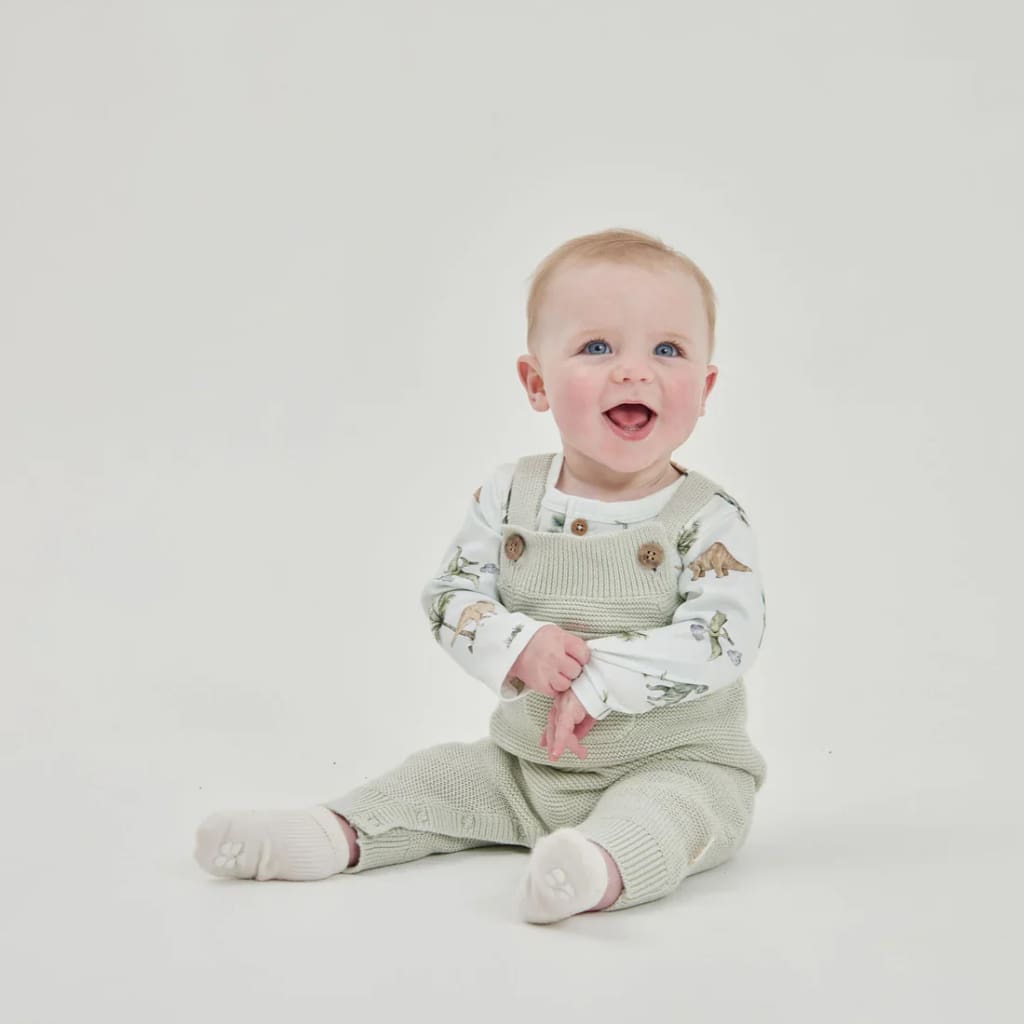 Sage Knit Pocket Overalls - Baby Boy Clothing