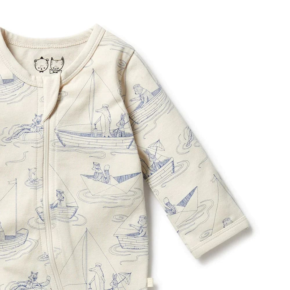 Sail Away Organic Zipsuit with Feet - Baby Boy Clothing