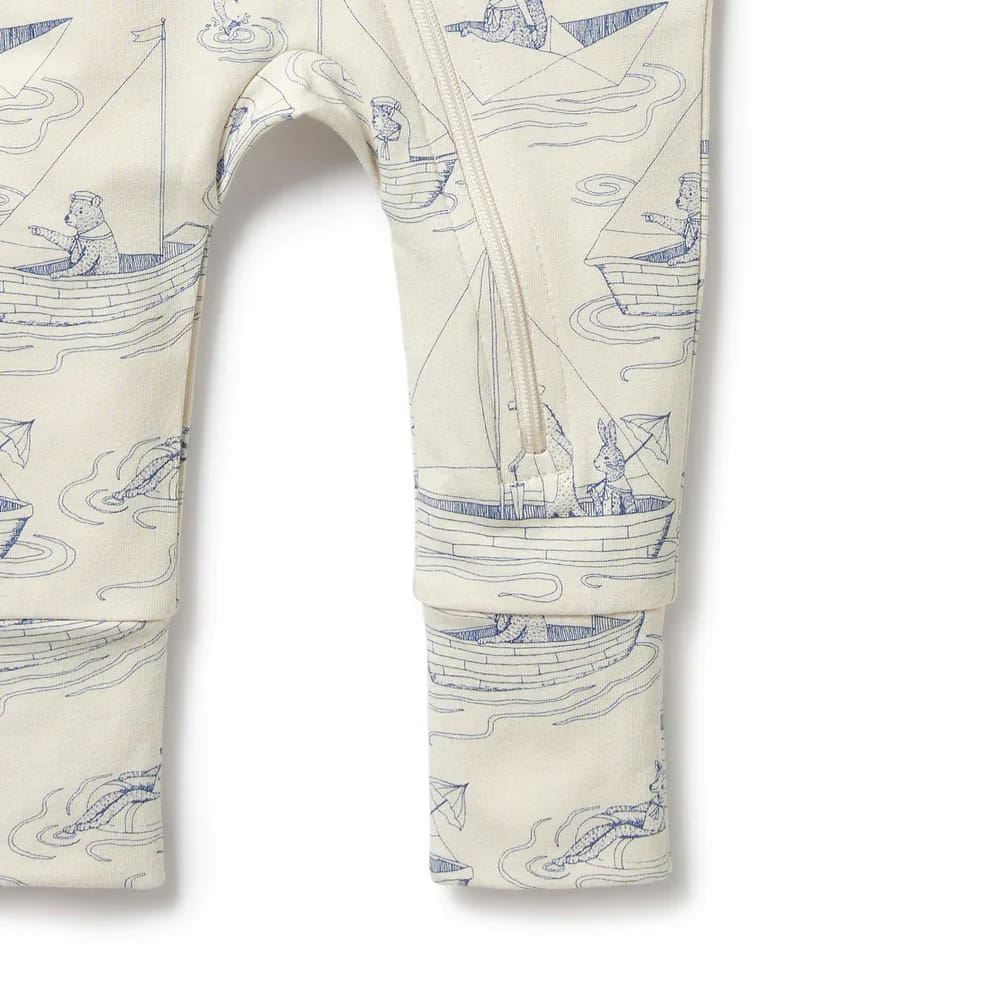 Sail Away Organic Zipsuit with Feet - Baby Boy Clothing