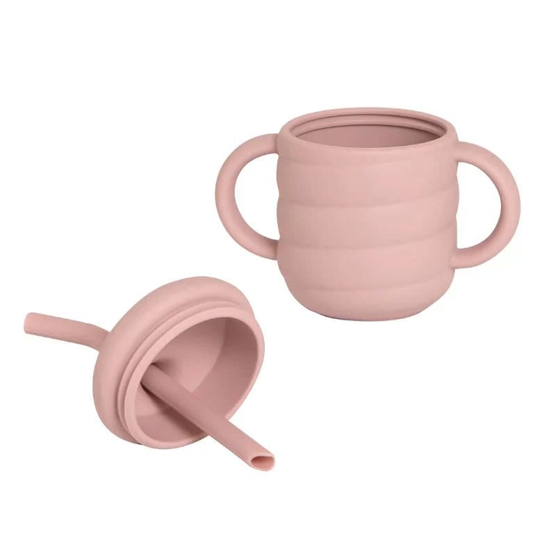 Silicone Sippy Cup with Straw - Dusty Pink - Sippy Cups