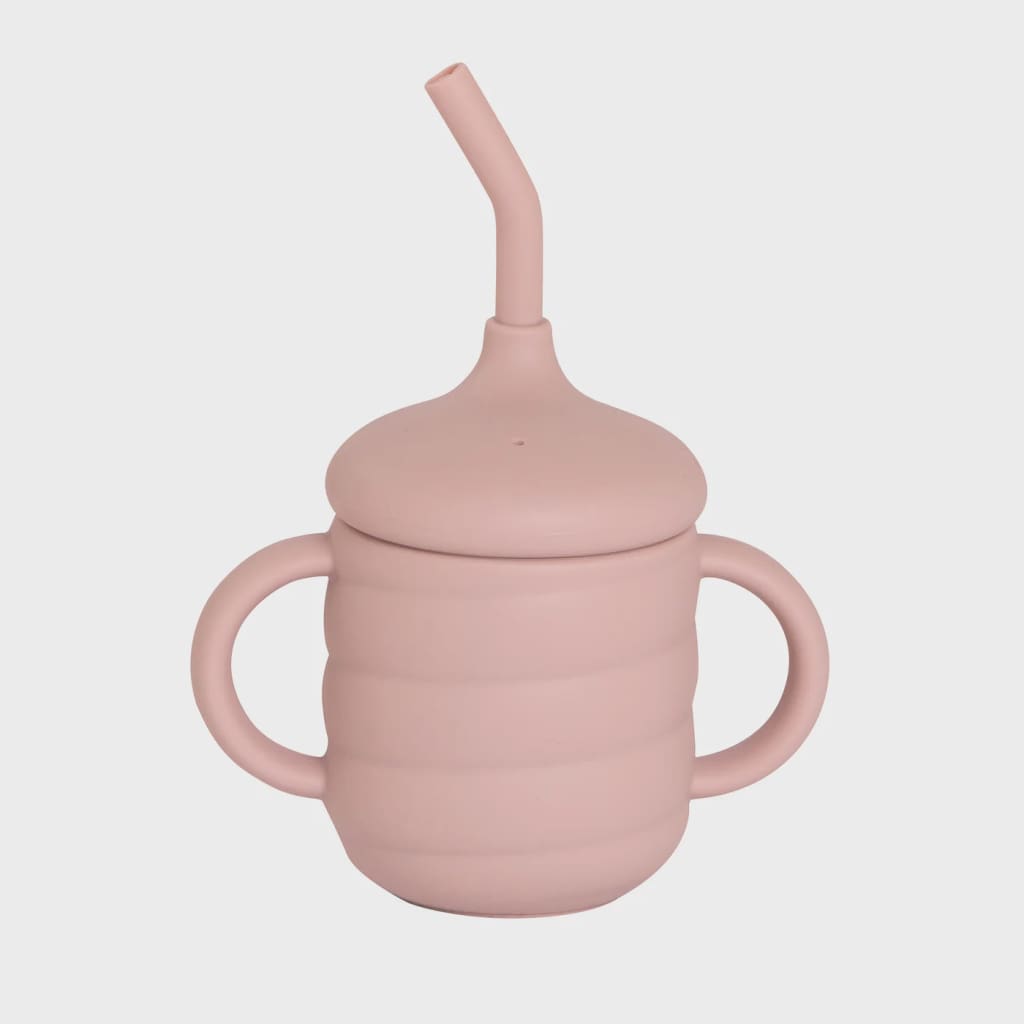 Silicone Sippy Cup with Straw - Dusty Pink - Sippy Cups