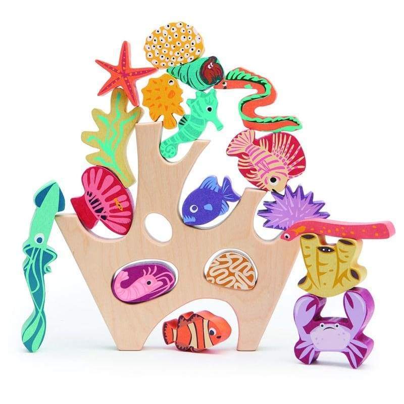 Wooden coral reef stacking toy 