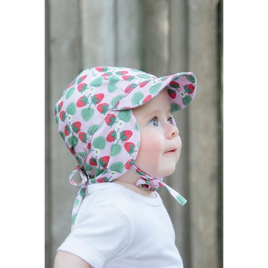 Strawberry Flap Cap - 0-9 Mths (XS, 46cm) - Hats