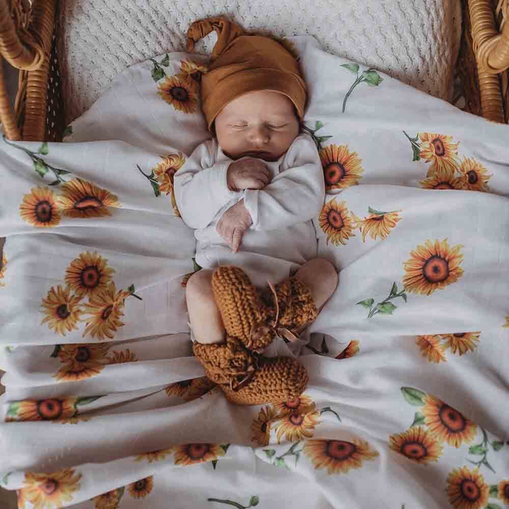 Sunflower Organic Muslin Wrap - Muslins &amp; Swaddle Wraps