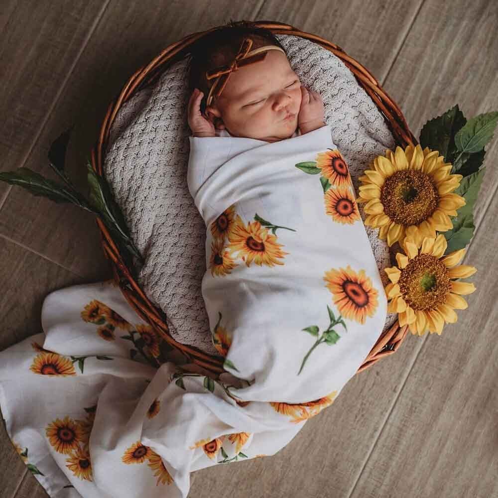 Sunflower Organic Muslin Wrap - Muslins &amp; Swaddle Wraps