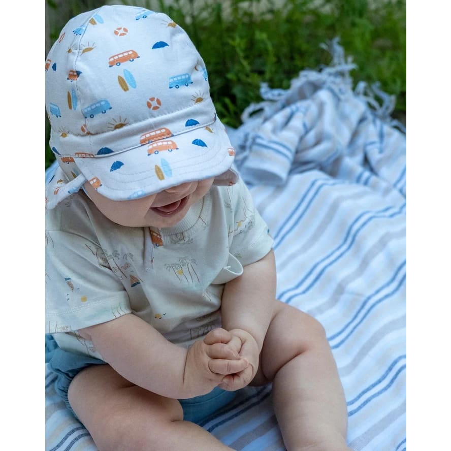 Sunrise Surfer Flap Cap - 0-9 Mths (XS, 46cm) - Hats