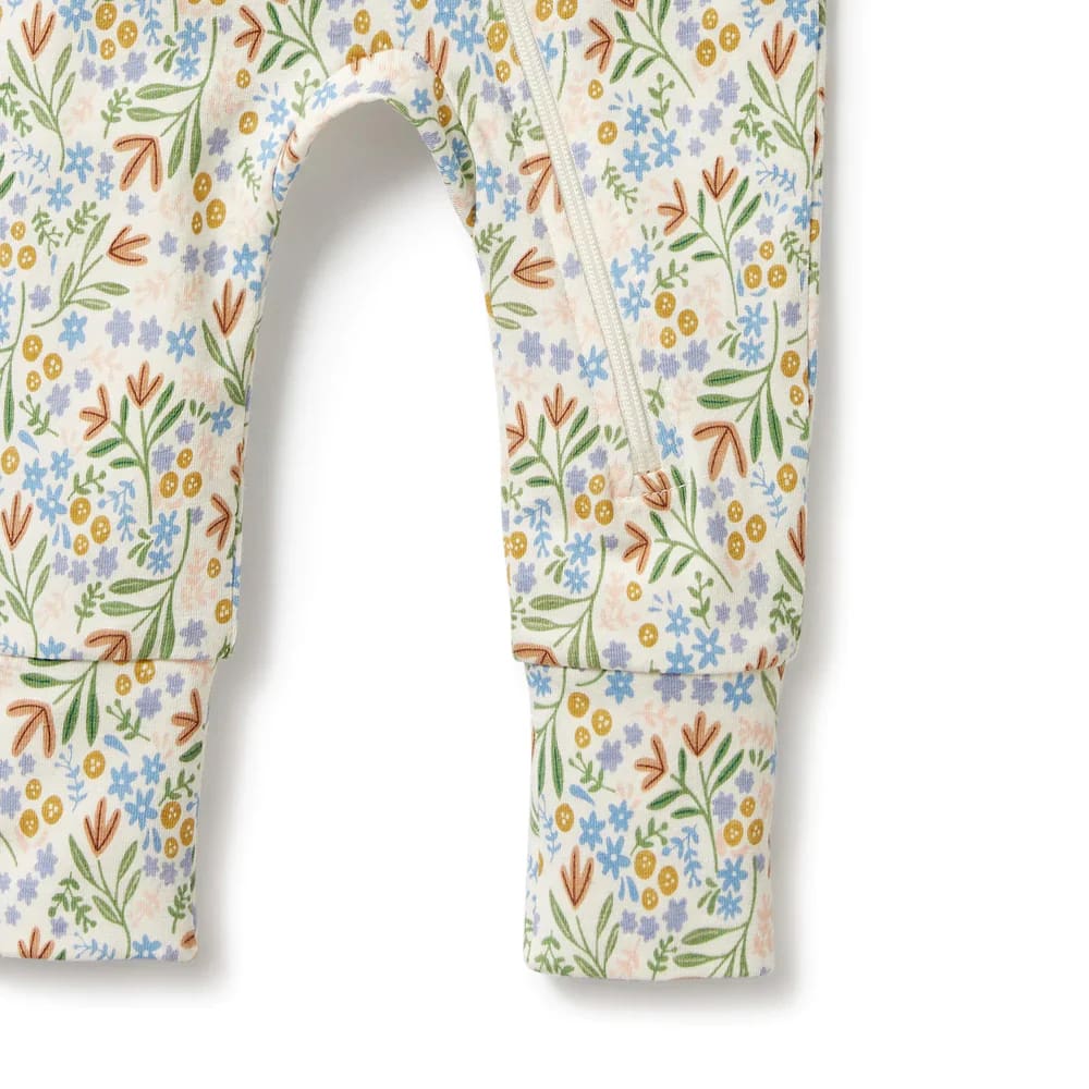 Tinker Floral Organic Zipsuit with Feet - Baby Girl Clothing