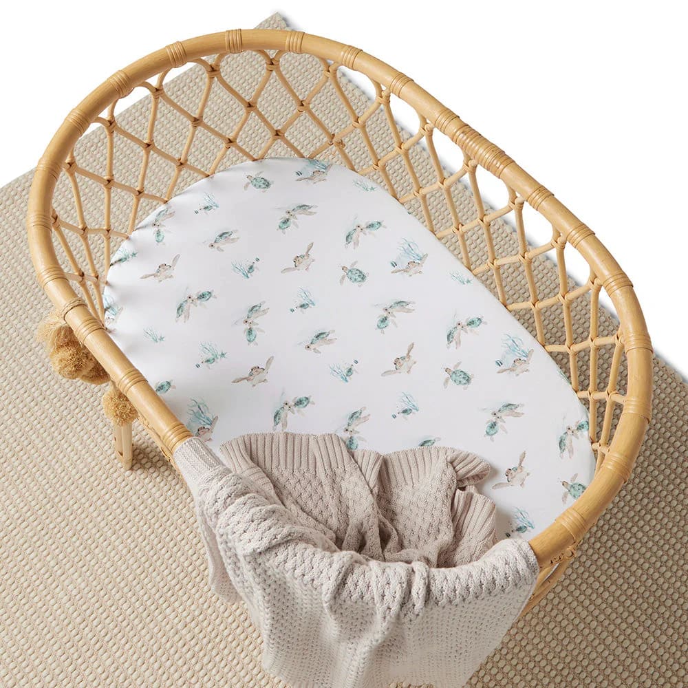 Turtle Organic Bassinet Sheet/Change Pad Cover - Bassinet &amp; Cot Sheets