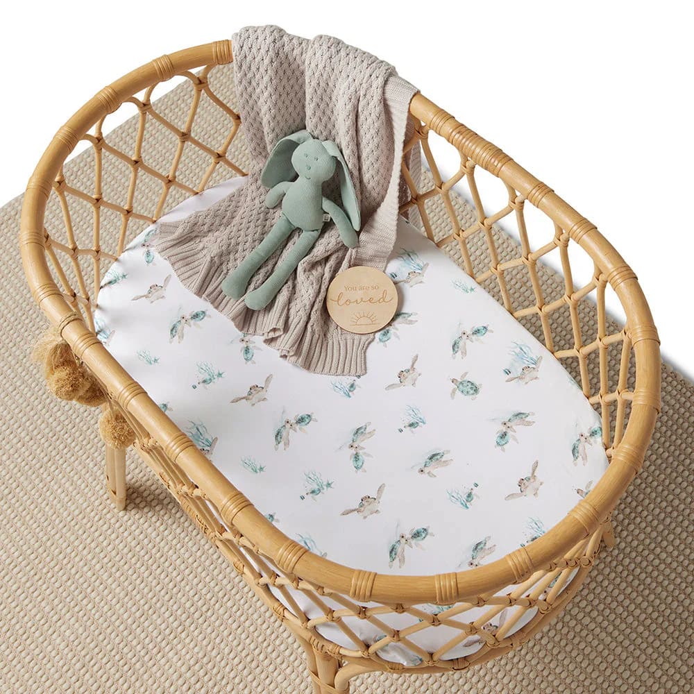 Turtle Organic Bassinet Sheet/Change Pad Cover - Bassinet &amp; Cot Sheets