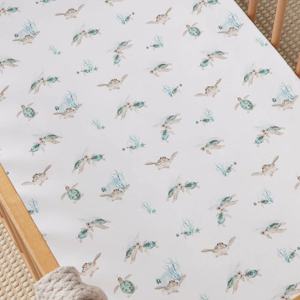 Turtle Organic Fitted Cot Sheet - Bassinet &amp; Cot Sheets