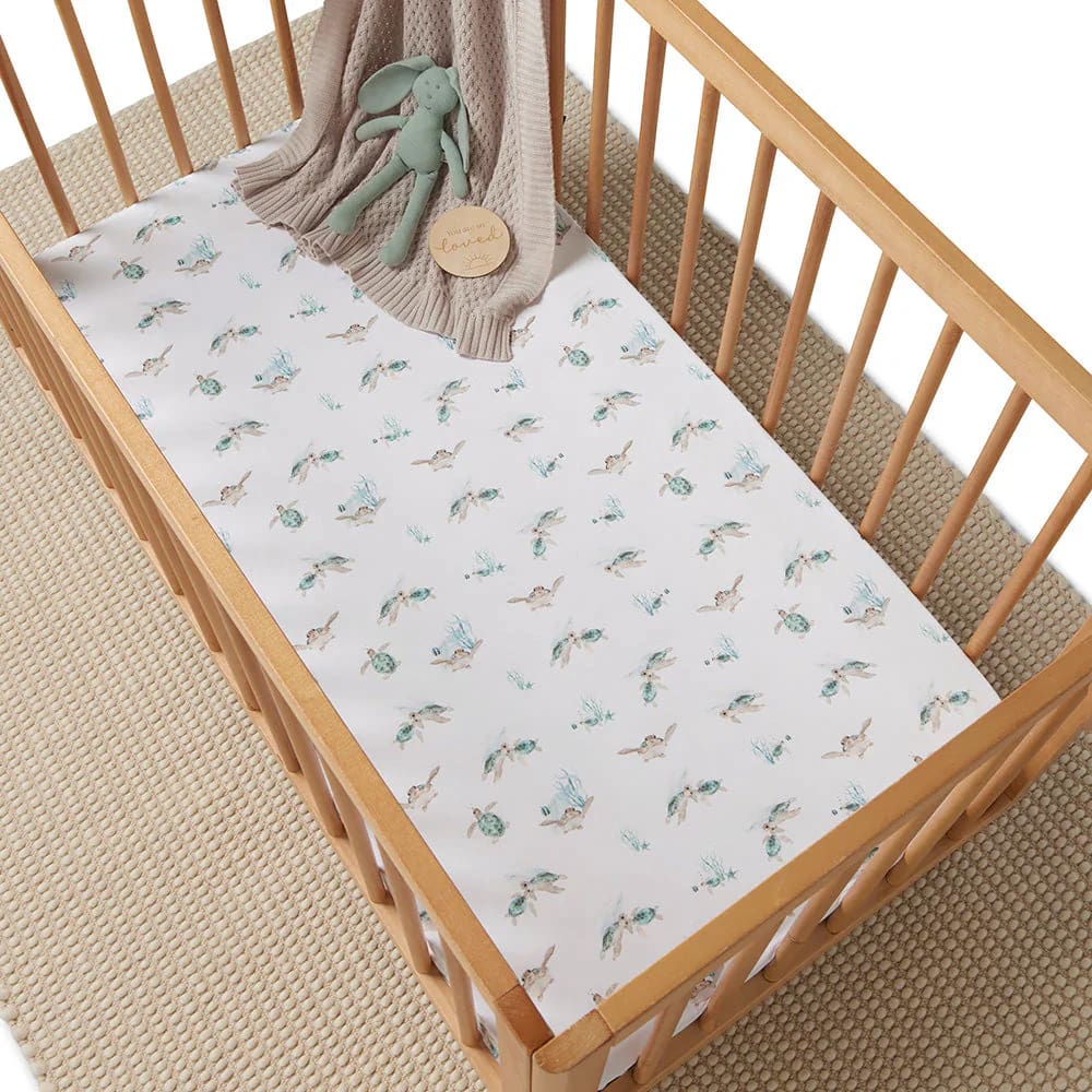 Turtle Organic Fitted Cot Sheet - Bassinet &amp; Cot Sheets