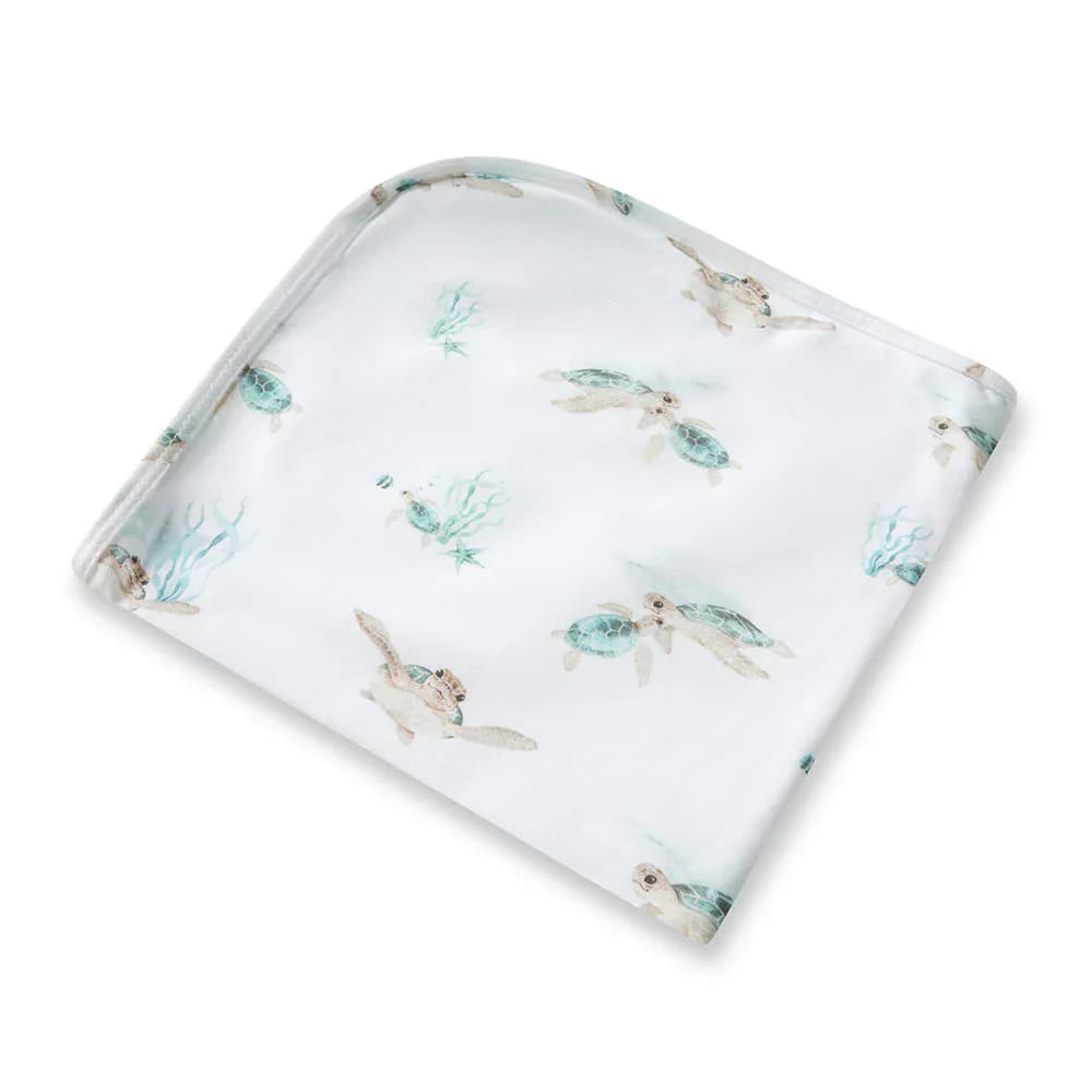 Turtle Organic Jersey Wrap &amp; Beanie Set - Muslins &amp; Swaddle Wraps