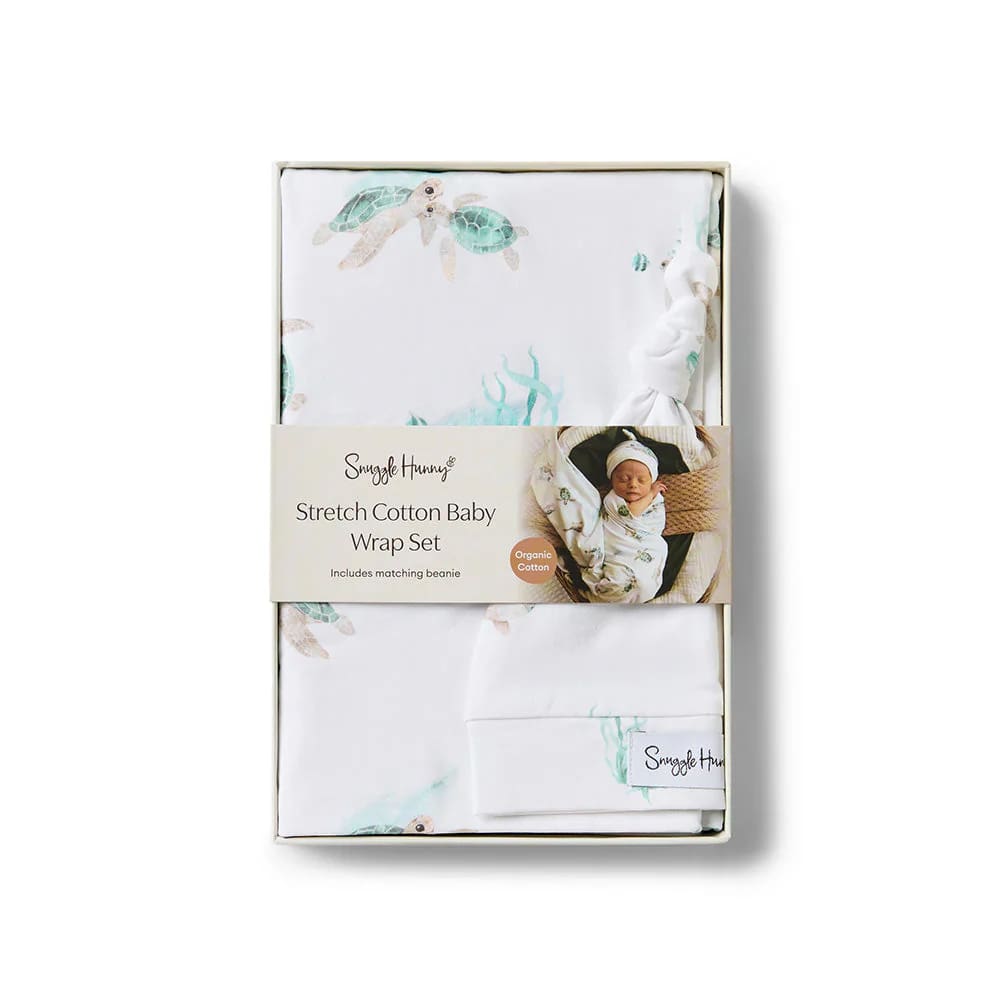 Turtle Organic Jersey Wrap &amp; Beanie Set - Muslins &amp; Swaddle Wraps