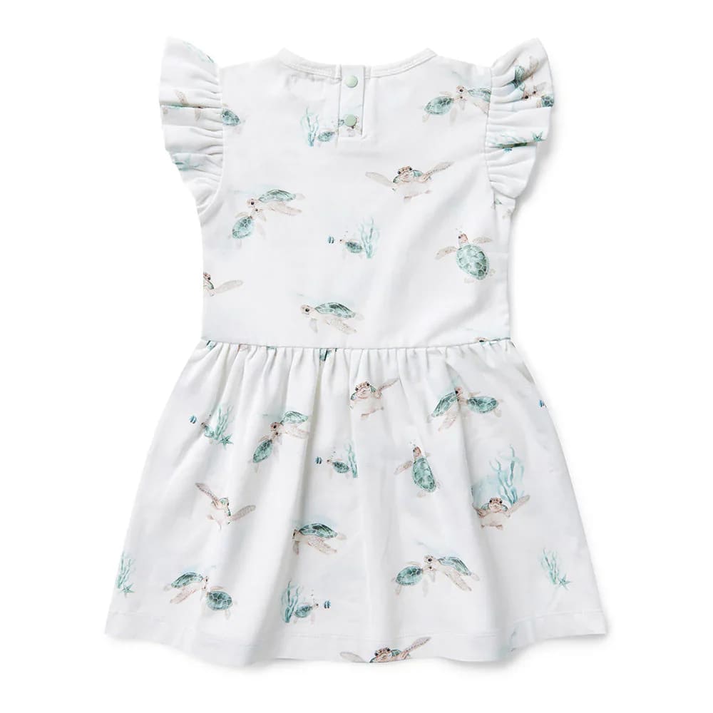 Turtle Short Sleeve Organic Dress - Baby Girl Clothing