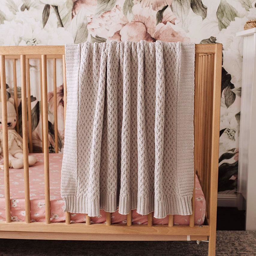 Warm Grey - Diamond Knit Baby Blanket - Sleep>Blankets