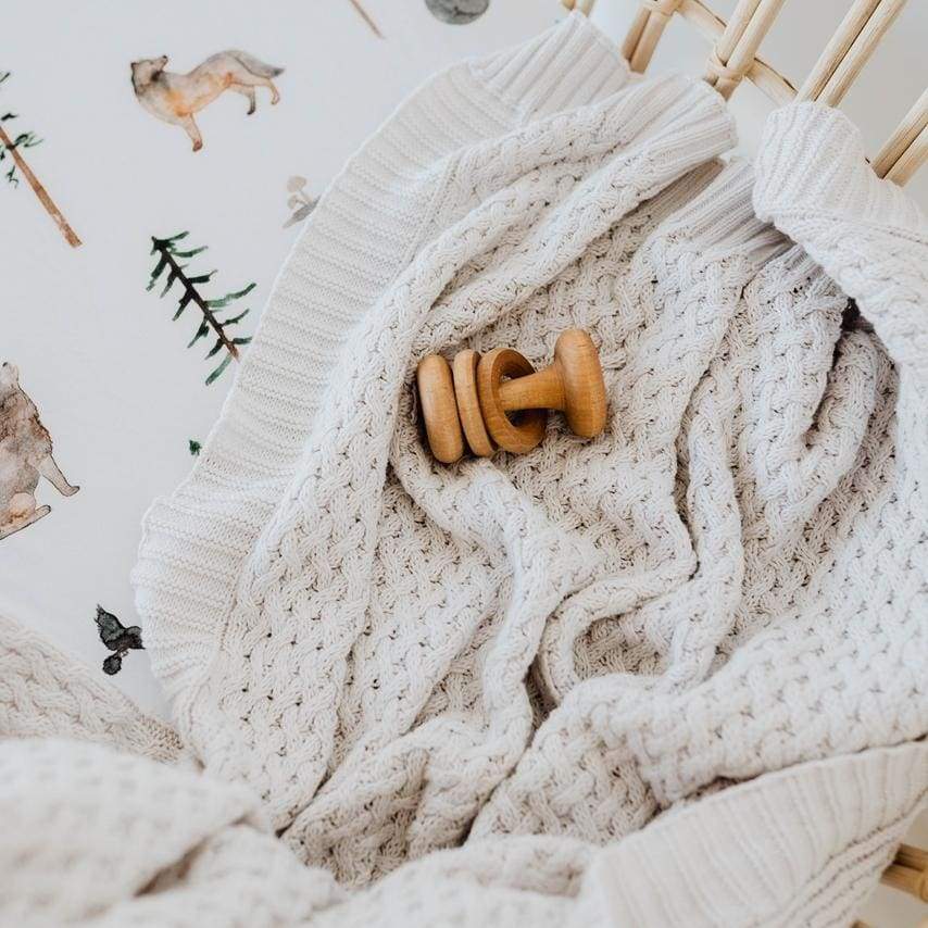 Warm Grey - Diamond Knit Baby Blanket - Sleep&gt;Blankets
