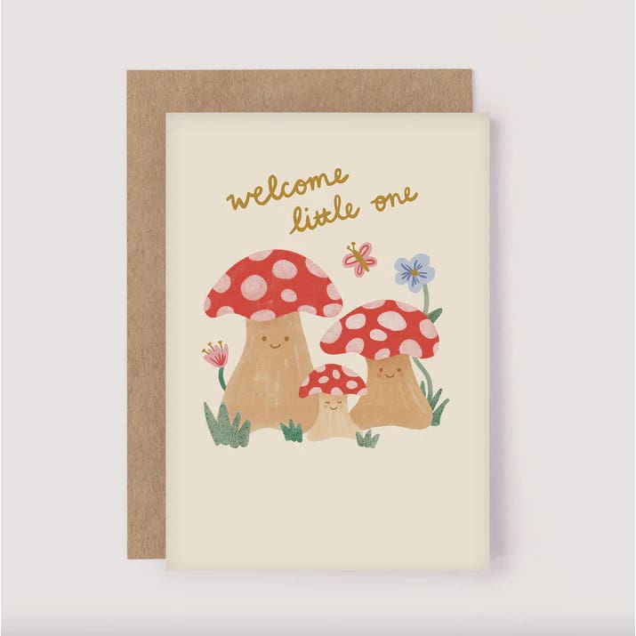 Welcome Little One Mushrooms Greeting Card - Greeting Cards