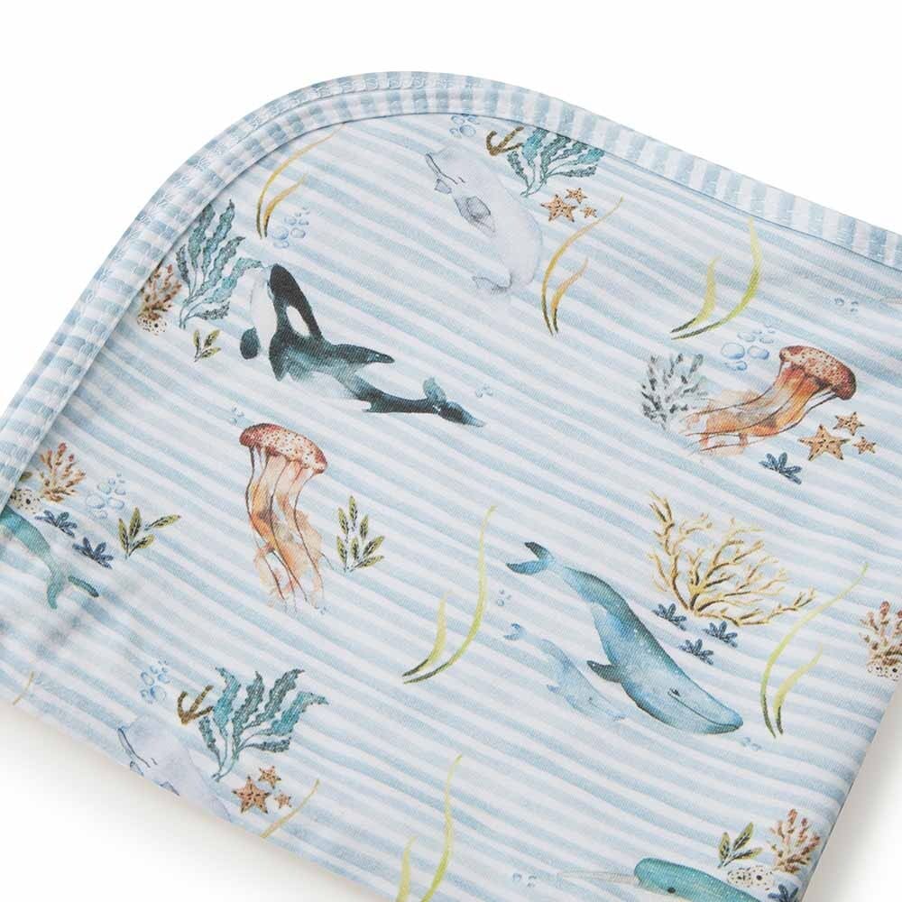 Whale - Baby Jersey Wrap &amp; Beanie Set - Muslins Wraps &amp; Swaddles