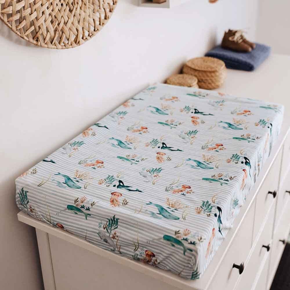Whale - Bassinet Sheet/Change Pad Cover - Baby Boy Clothing