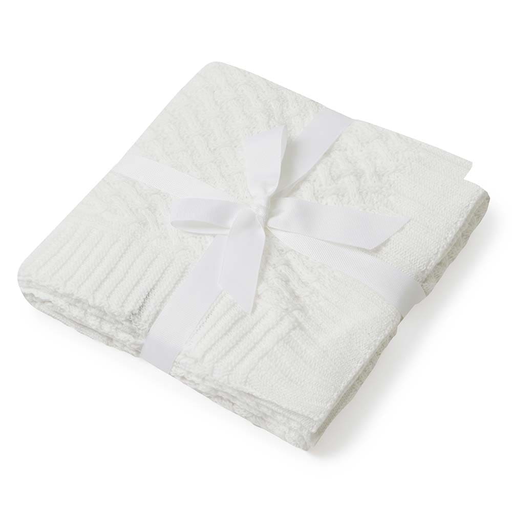 White Diamond Knit Baby Blanket - Blankets