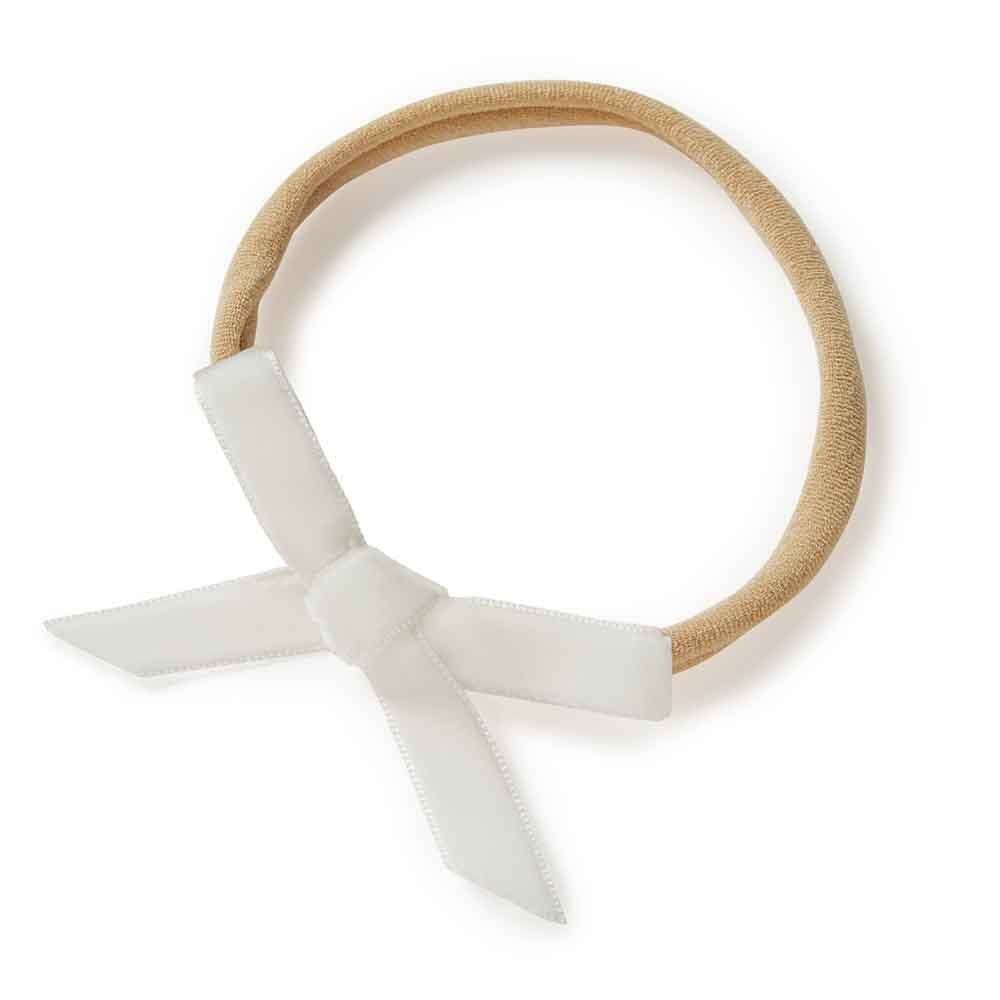 White - Petite Velvet Bow Headband - Hair Accessories
