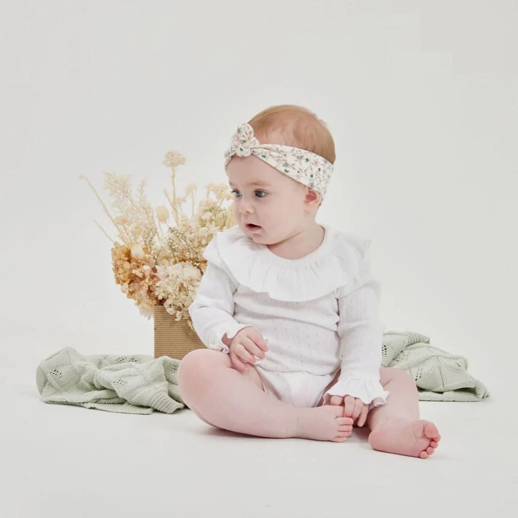 White Pointelle Onesie - Baby Girl Clothing