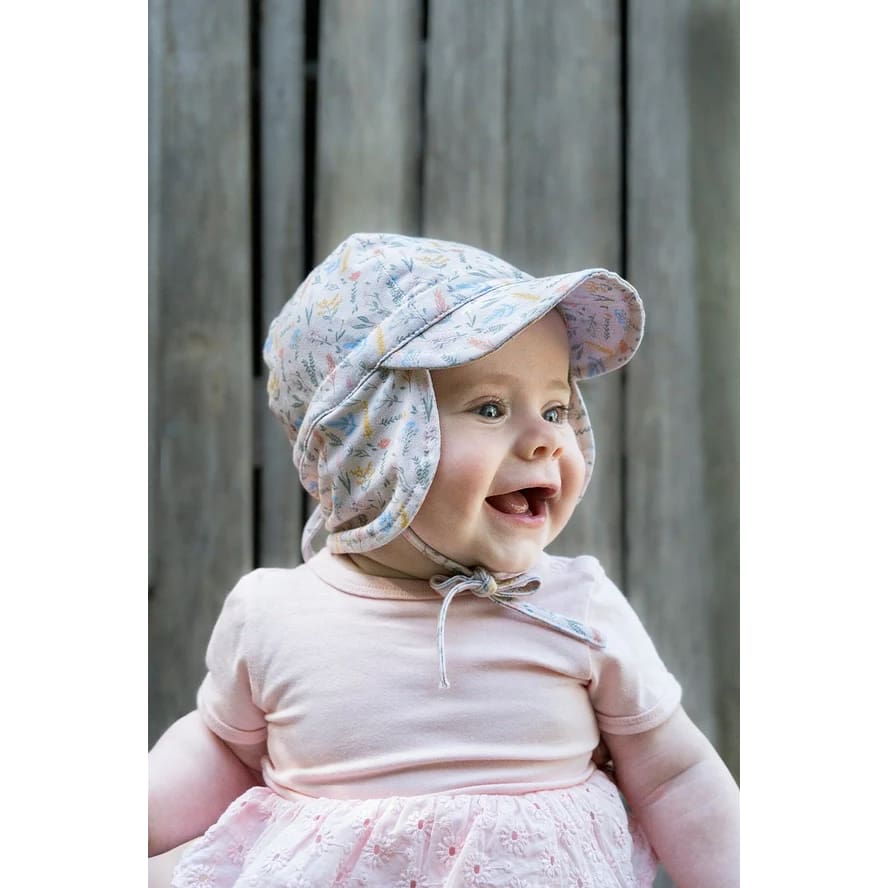 Wildflowers Flap Cap - 0-9 Mths (XS, 46cm) - Hats