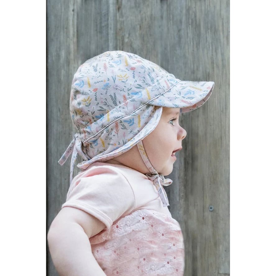 Wildflowers Flap Cap - 0-9 Mths (XS, 46cm) - Hats