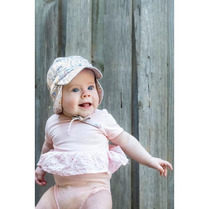 Wildflowers Flap Cap - 0-9 Mths (XS, 46cm) - Hats