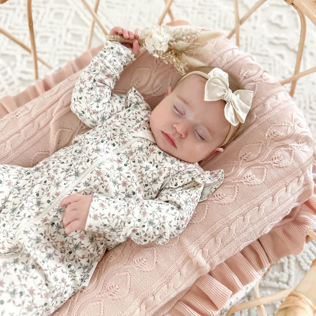 Winter Floral Zip Romper - Baby Girl Clothing