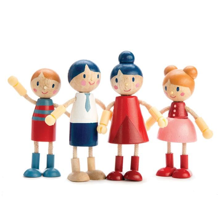 Wooden Doll Family with Flexible Arms & Legs - Wooden Toys