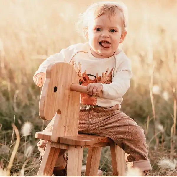 Wooden rocking horse.