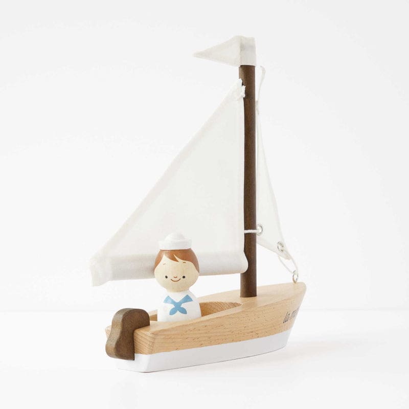 Wooden Sailing Boat &amp; Captain - Cars Trains &amp; Planes